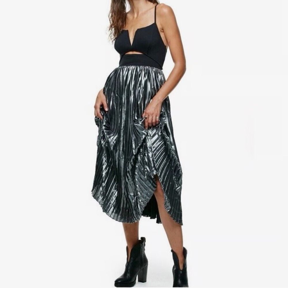 Free People Piper Pleated Midi Dress